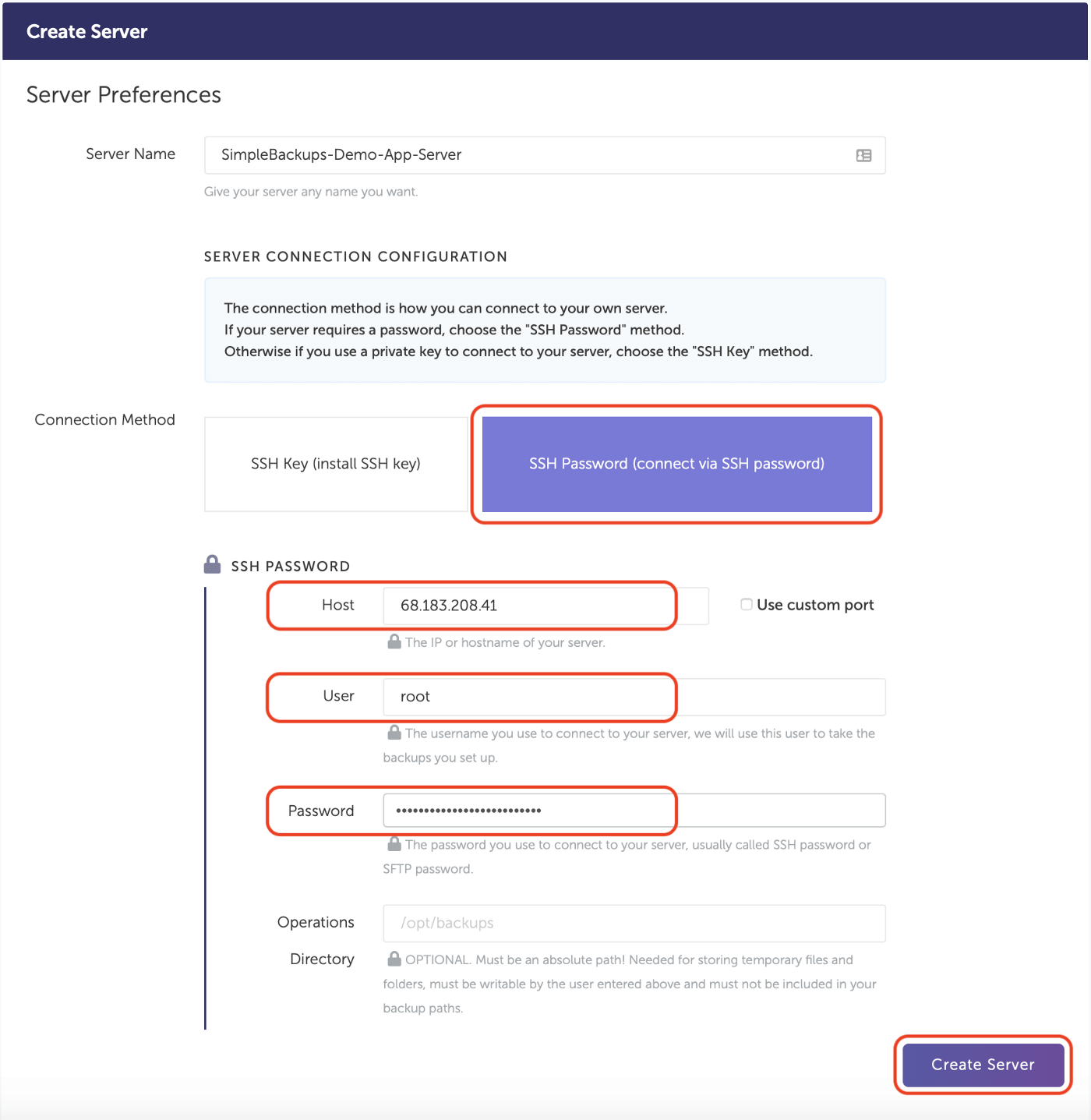 SimpleBackups - Add Credentials SimpleBackups - Add Credentials