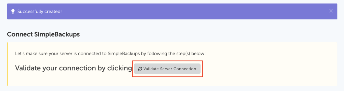 SimpleBackups - Validate server connection SimpleBackups - Validate server connection