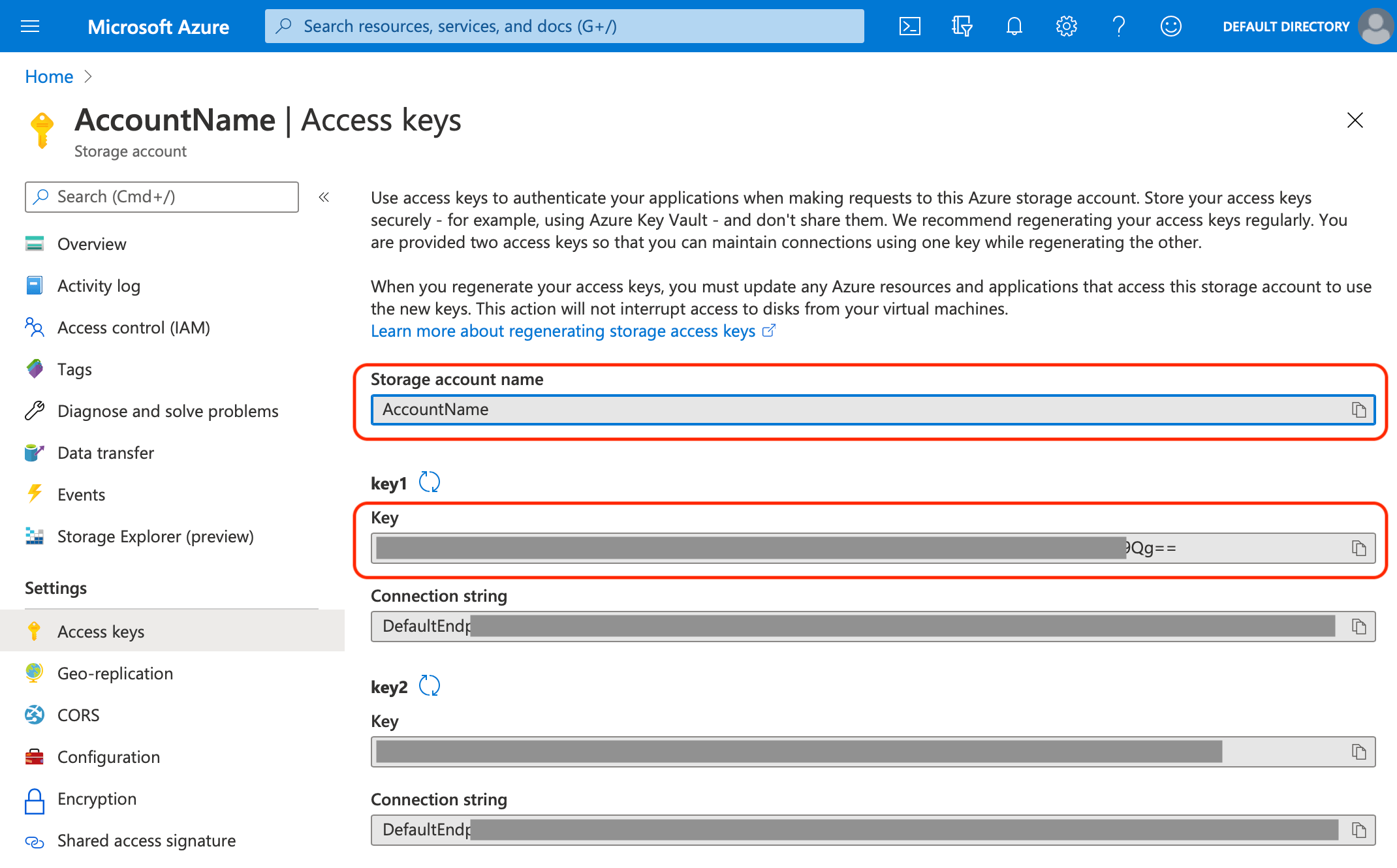 Microsoft Azure Create Blob Storage Microsoft Azure Storage Access Keys