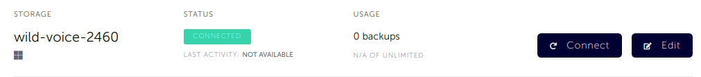 Azure blob storage connected to SimpleBackups Storage list with newly created Azure blob storage