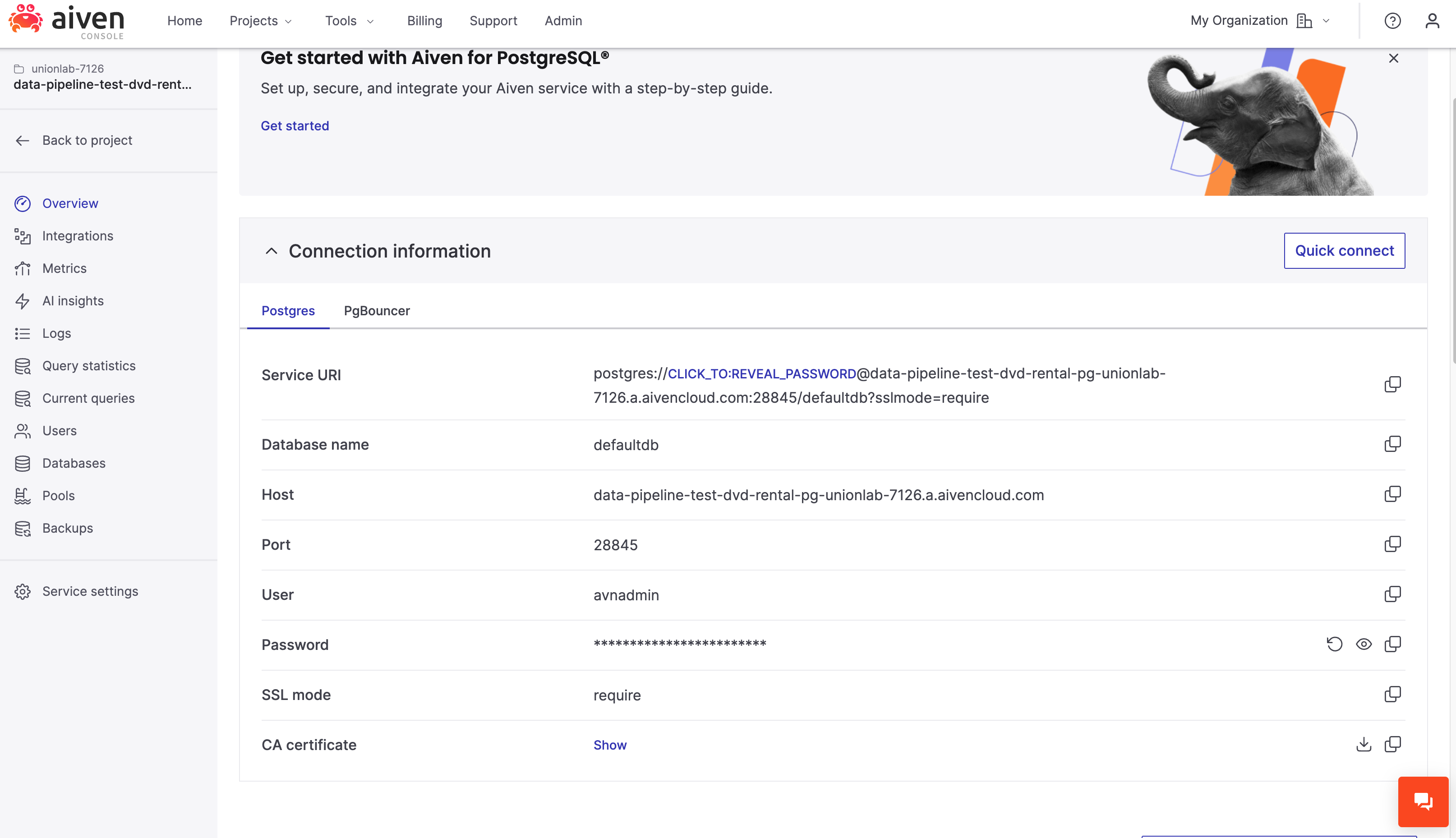 Aiven Postgres Connection String