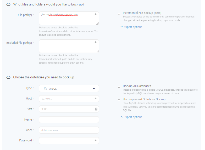 Wordpress backup configuration Wordpress backup configuration