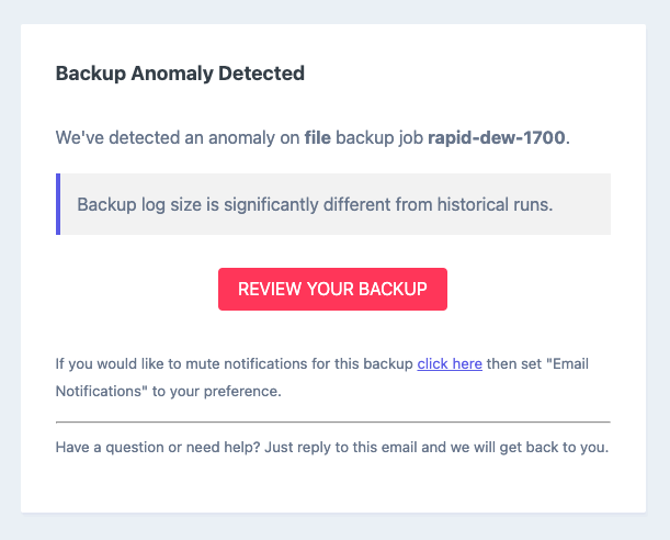 Backup Anomaly detection Backup Anomaly detection