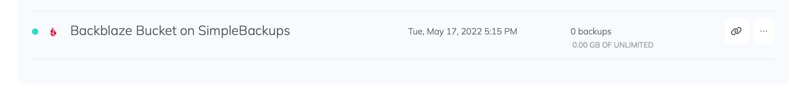Backblaze storage connection confirmation Storage list with newly created Backblaze storage