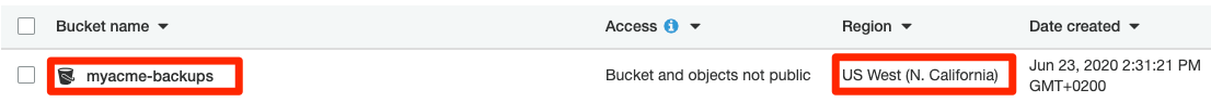 Select AWS S3 region AWS S3 bucket region