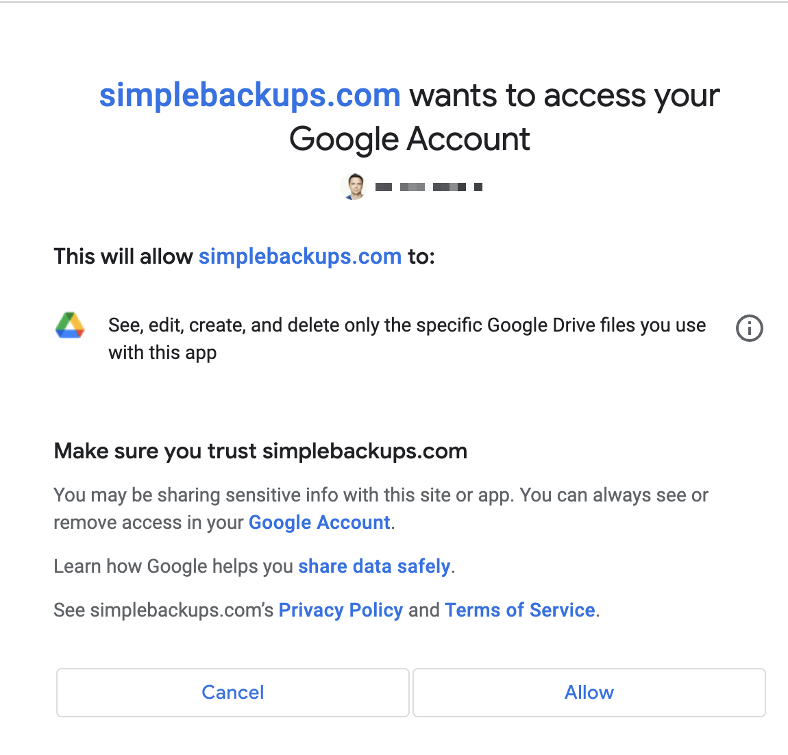 Connect Google Drive storage to SimpleBackups Connect Google Drive storage to SimpleBackups