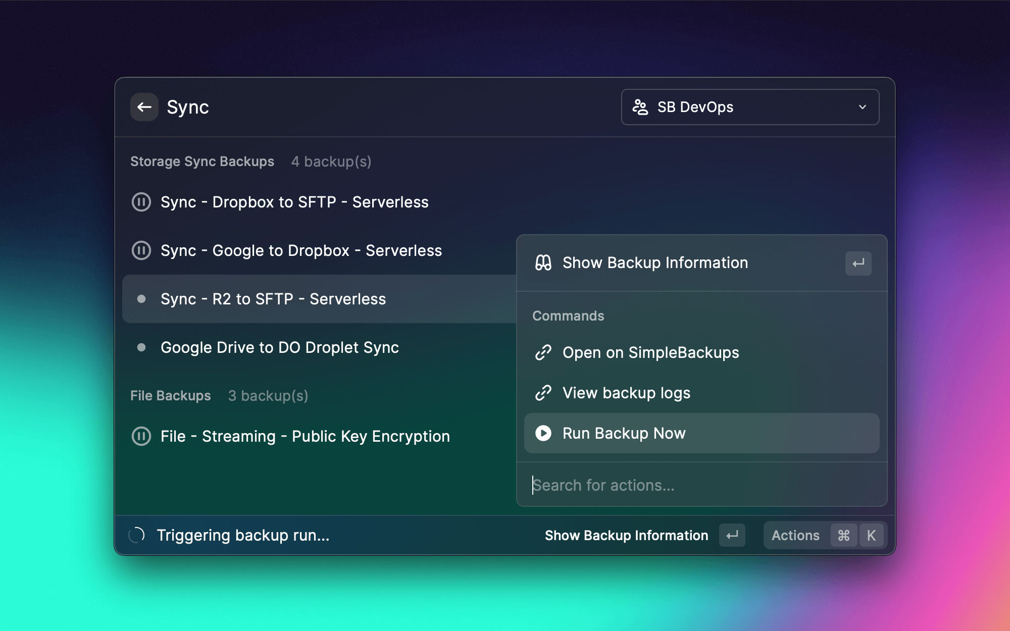 Experience SimpleBackups like never before with Raycast, supercharge your productivity
