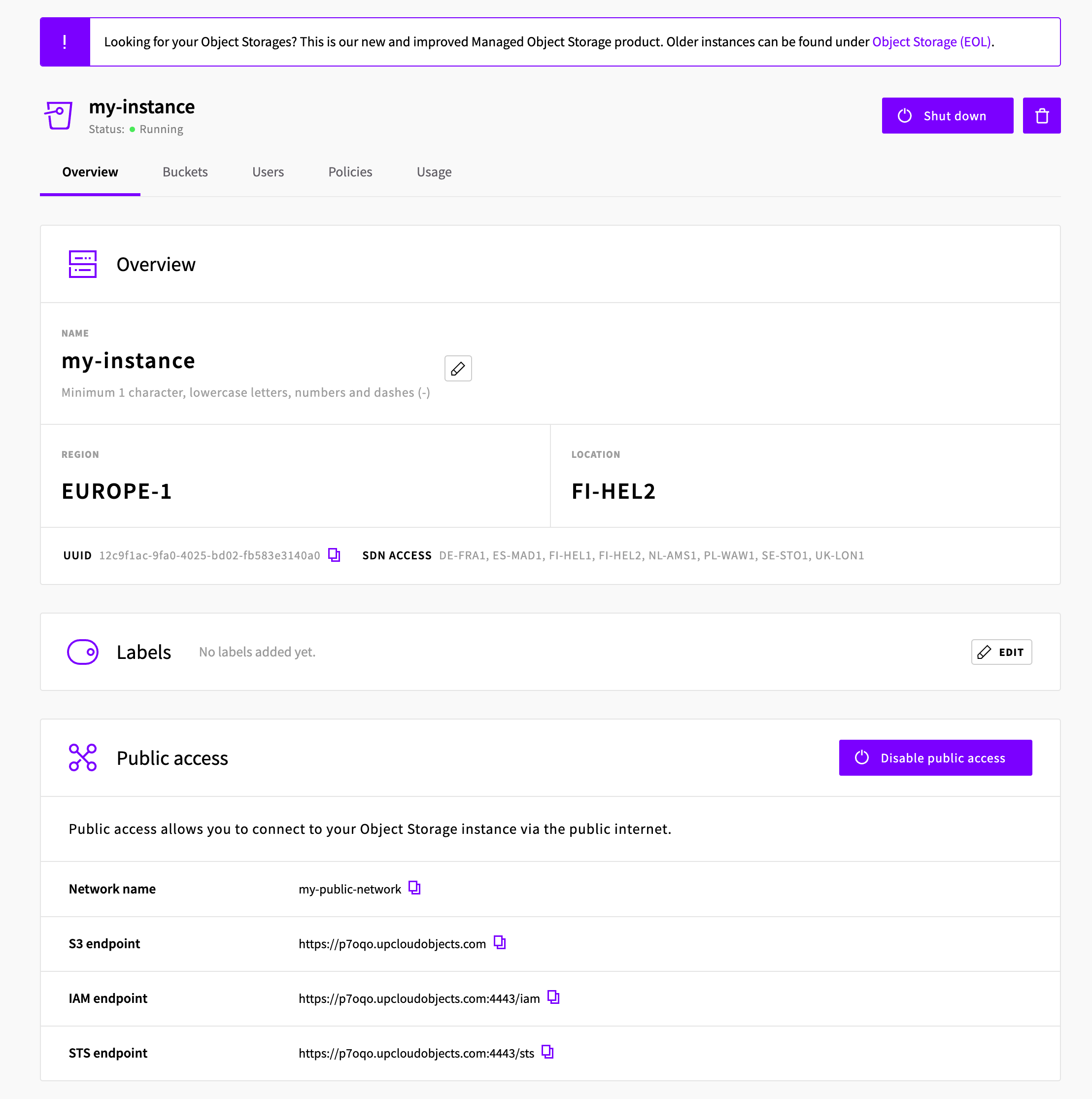 UpCloud - Object Storage details UpCloud object storage details