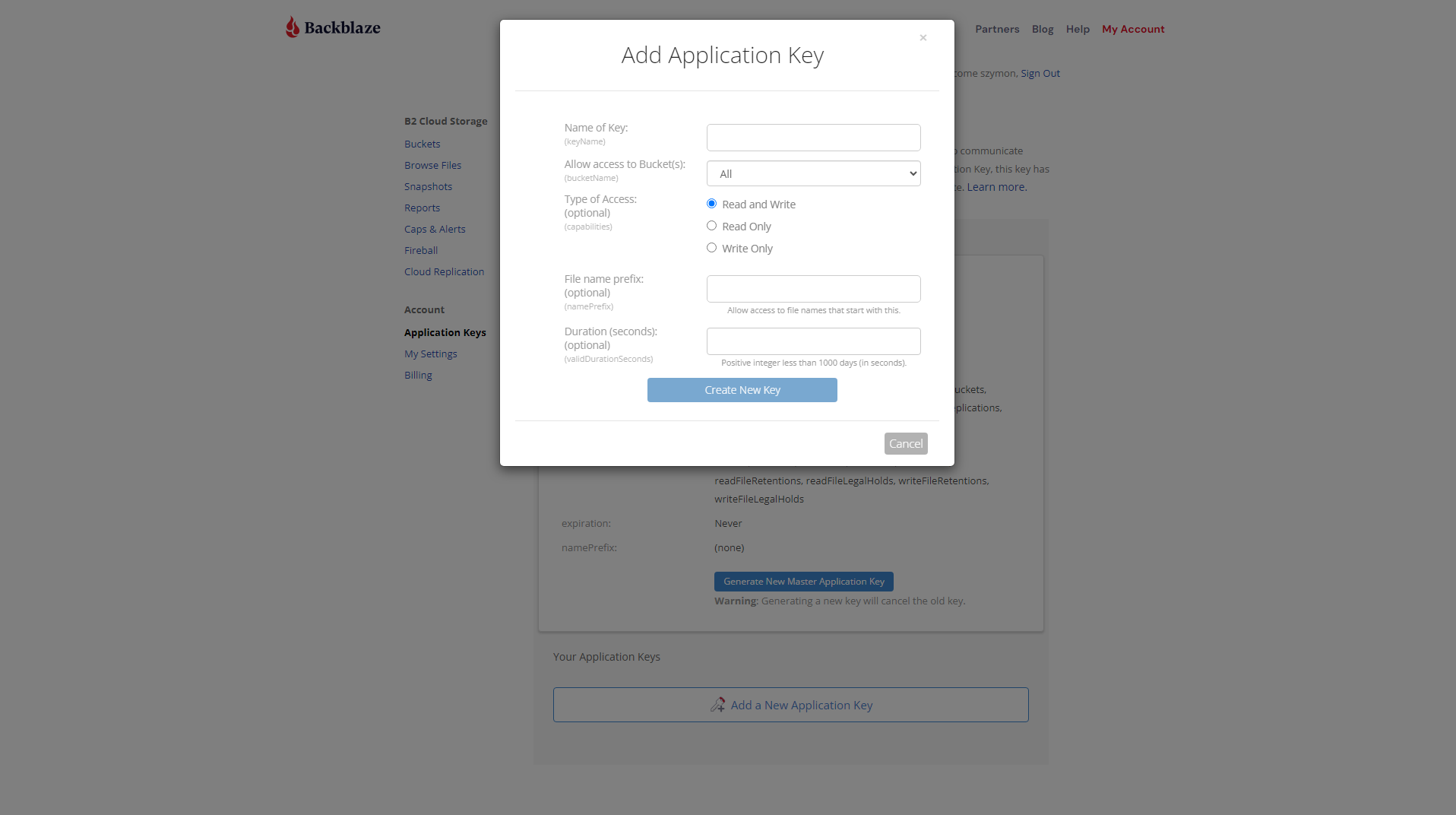 Generate Backblaze bucket replication step 3