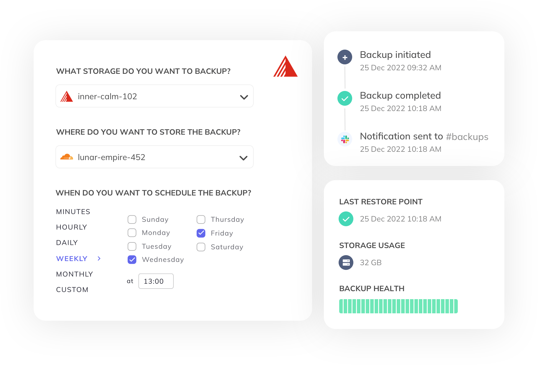 SimpleBackups Exoscale backup dashboard: all your backups in one place