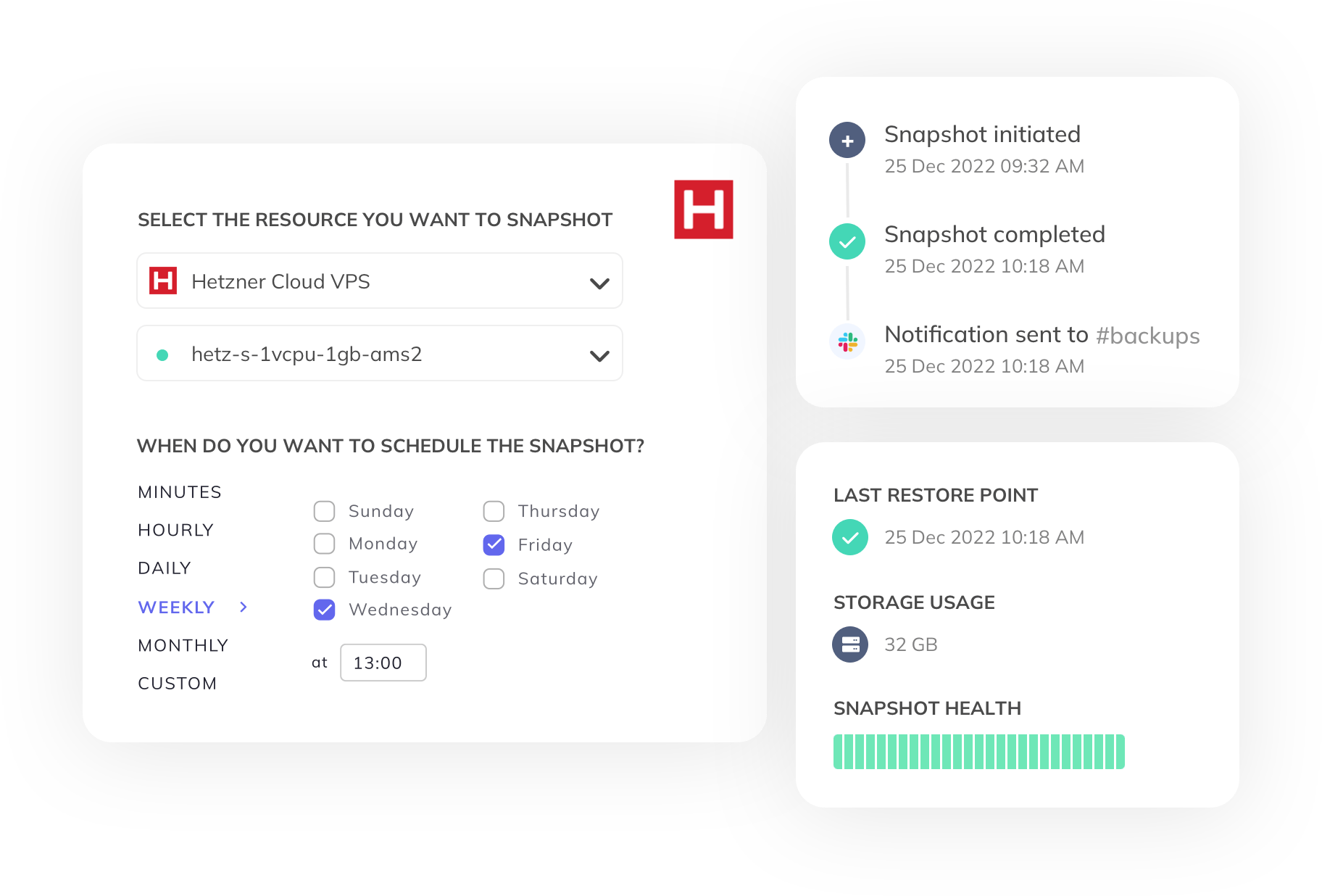 SimpleBackups Hetzner snapshot