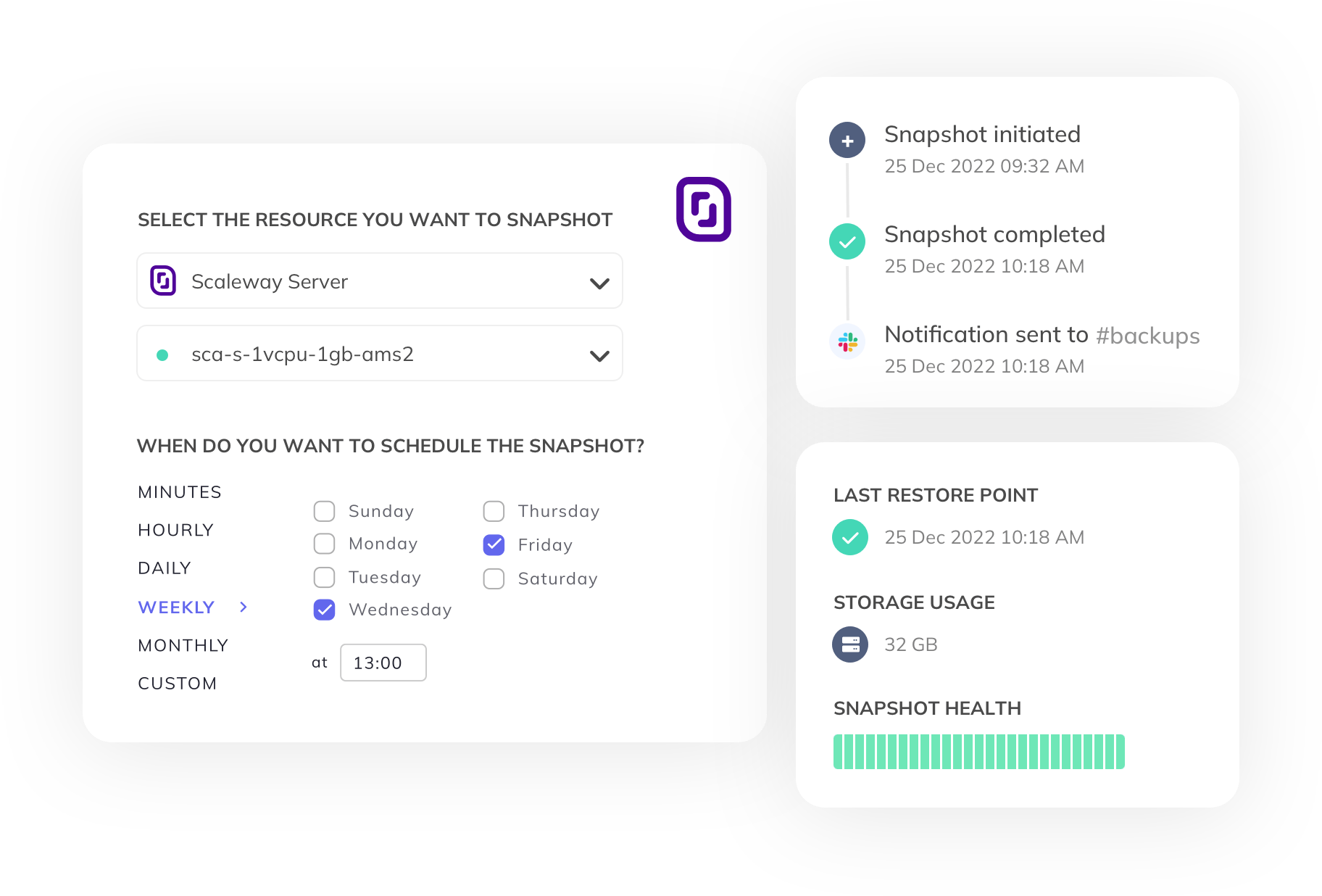 SimpleBackups Scaleway snapshot