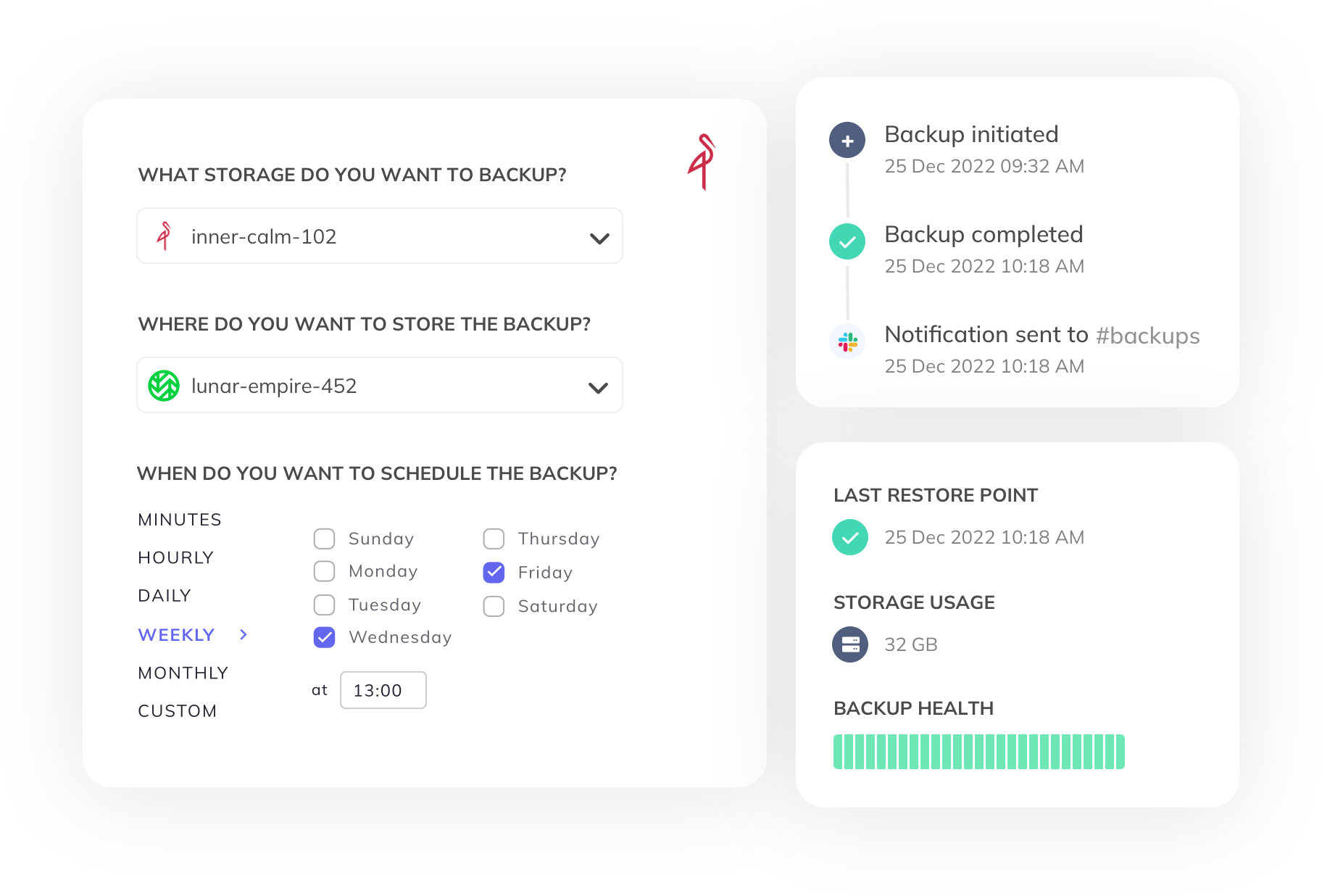 SimpleBackups Minio backup dashboard: all your backups in one place
