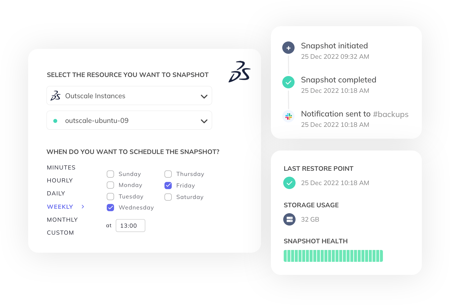 SimpleBackups Outscale snapshot