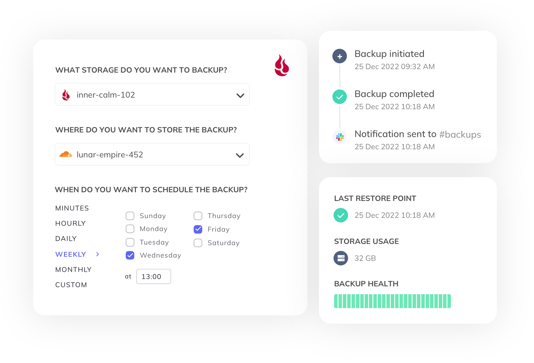 SimpleBackups Backblaze B2 backup dashboard: all your backups in one place